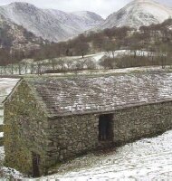 Agri-enviro schemes are a major source of funding for repair, e.g. this cow house in the lake district.