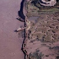 Hoo Fort, Kent. Hulk vessels placed around Hoo Fort to provide defence against erosion of salt marshes